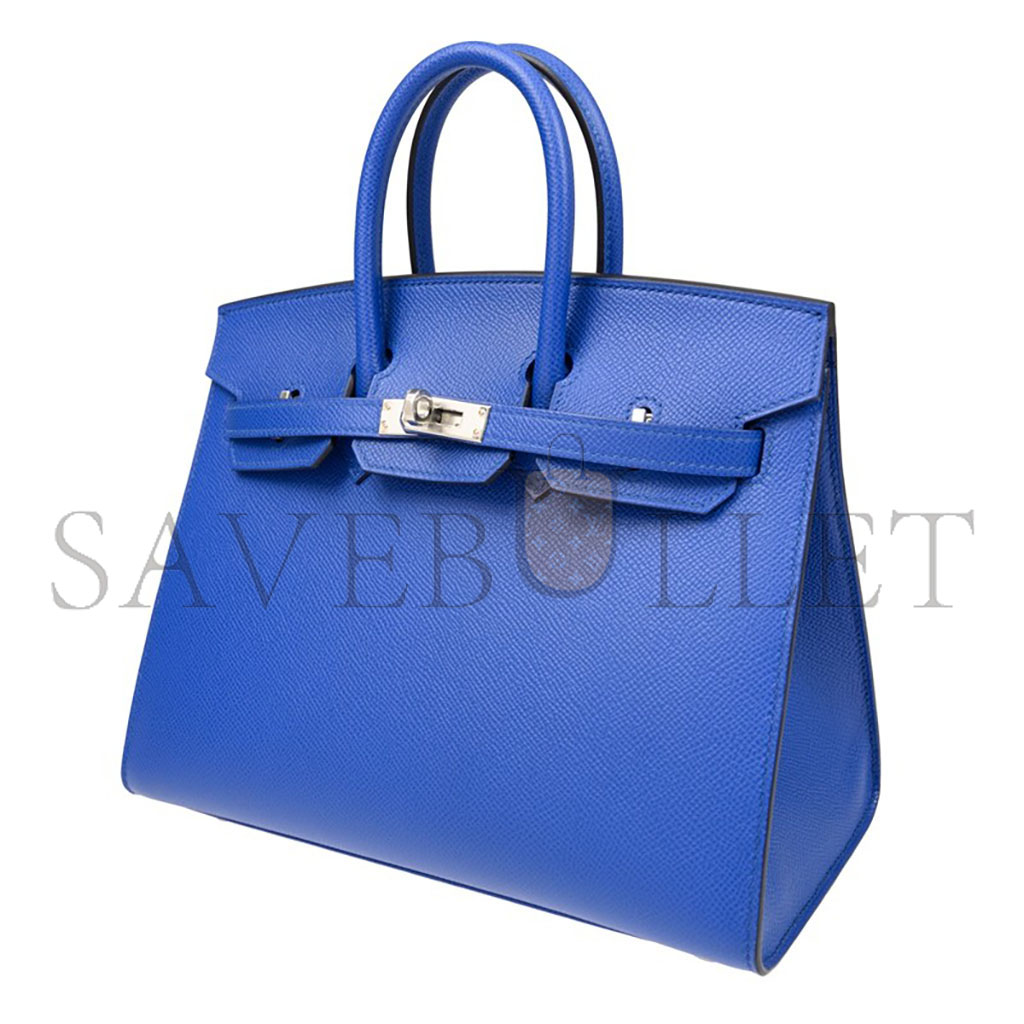 H**mes master birkin 25 epsom leather greek blue silver buckle bag bk2571epsso (25*20*13cm)